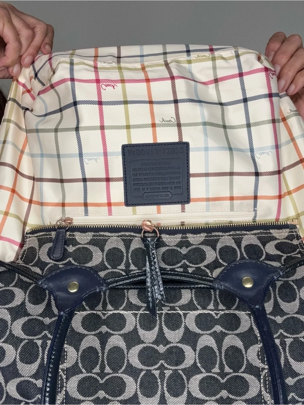 Coach Denim Bleecker Tattersall PRISTINE